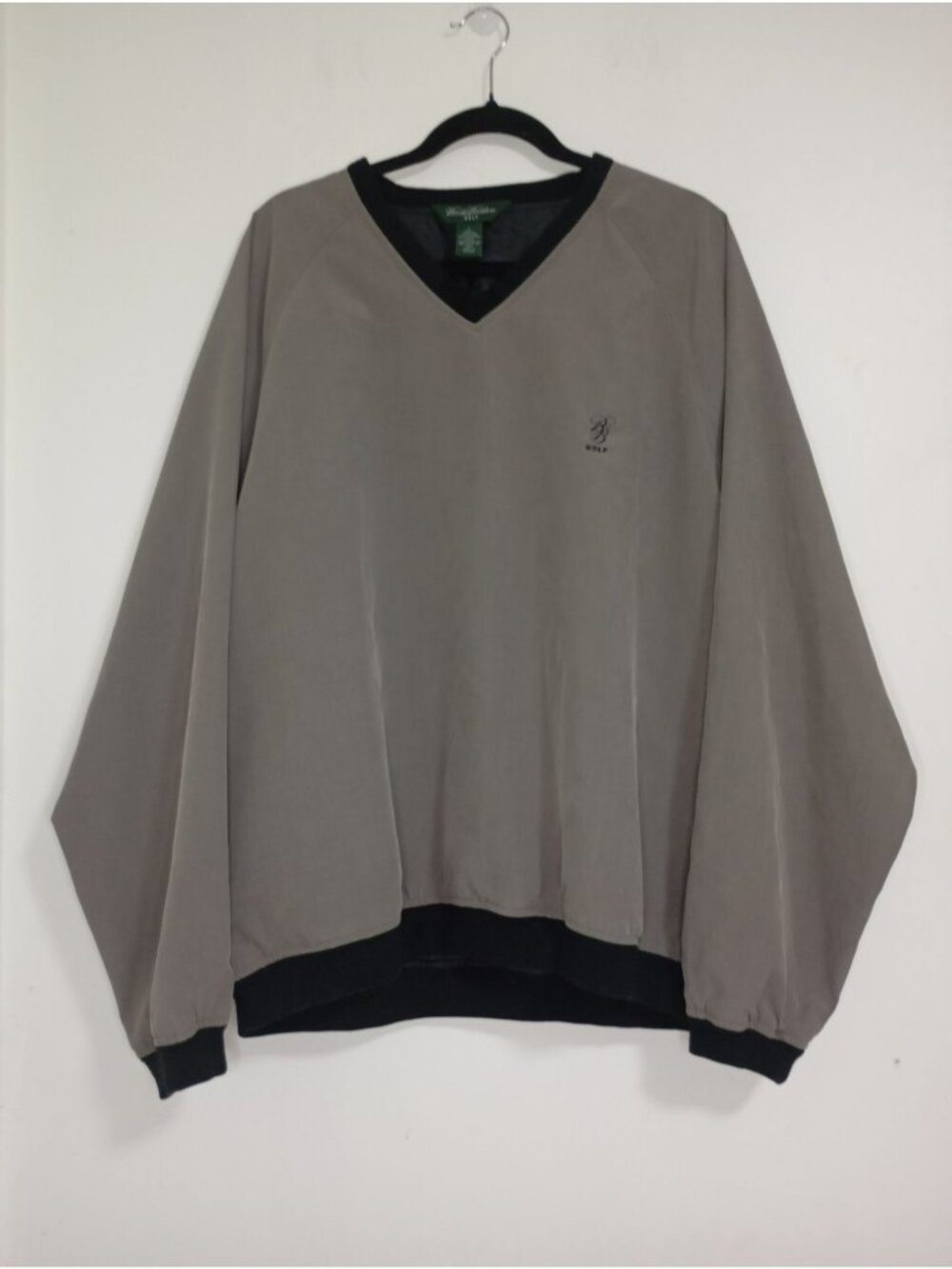 Brooks Brothers Golf Mens Pullover Windbreaker V-Neck L Gray & Black